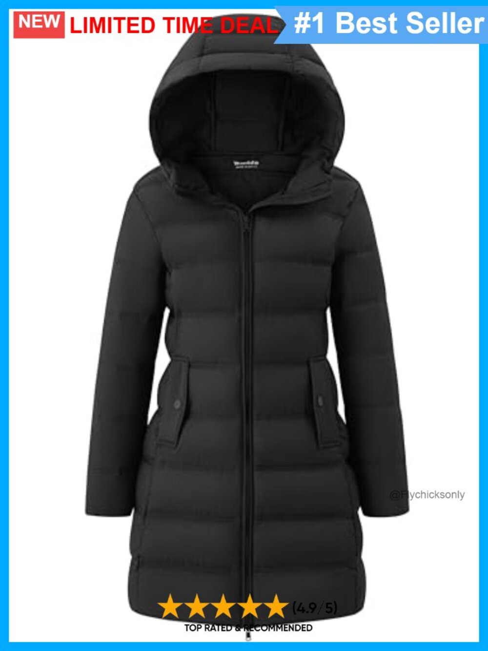 Quilted Hooded Puffer Jacket Insulated Long Winter Coat